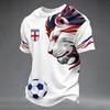 Maglia da Calcio Retro Inghilterra Leone Uomo Stampa 3D Maglietta da Calcio Traspirante Asciugatura Rapida Edizione Fan Oversize T-shirt Sportive Casual