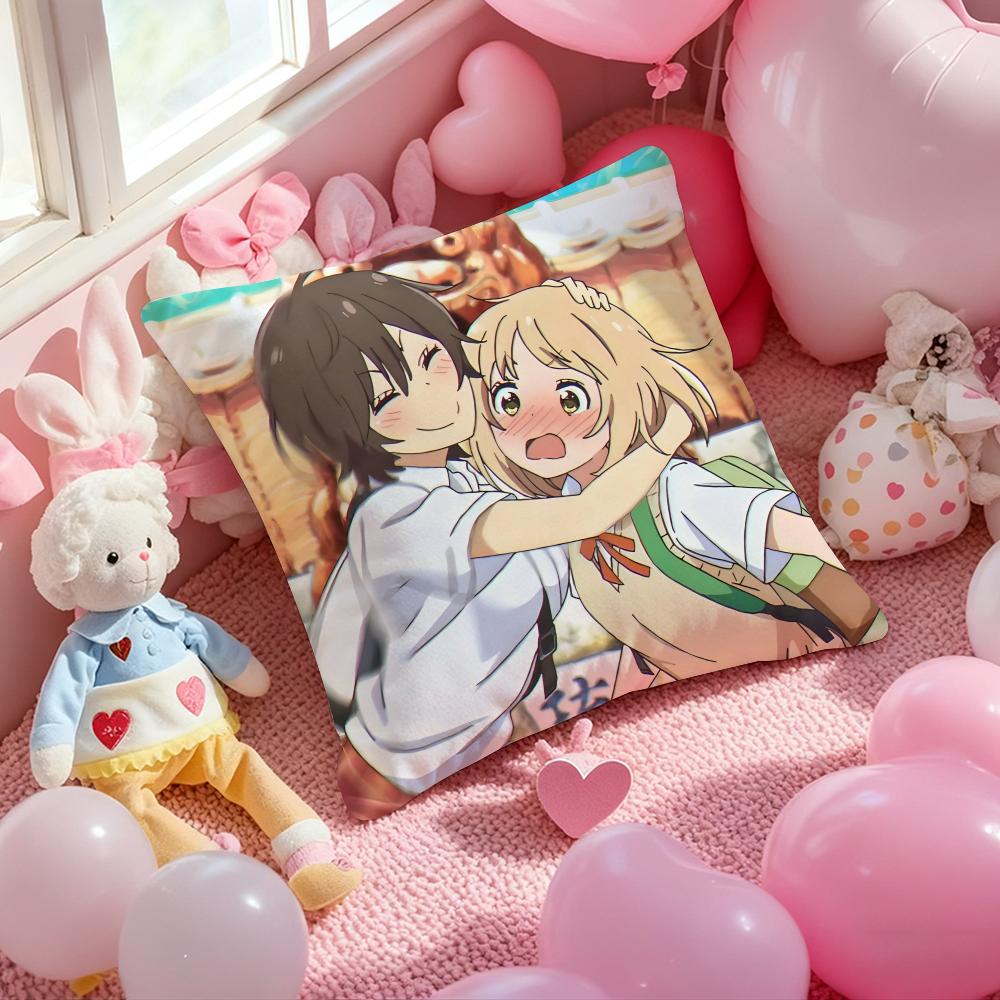 Asagao to Kase-san Cushion Cover Pattern Printed Pillowcase for Living Room Sofa Cushion Cover & Bedroom Decor