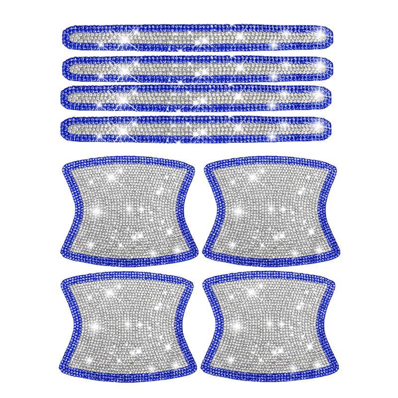 8PCS Car Door Handle Sticker Decal Warning Diamond Auto Strip Driving Safety Bling Car Accessories for Girls Wholesale Universal
