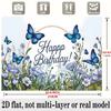 Blue Floral Birthday Banner, Multicolor Wall Hanging Photo Backdrop for Party