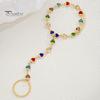 Versatile Fashion Jewelry Hand Chain Bracelet with Ring for Women, Colorful Heart Shaped Wrist Combo Faux Crystal Healing Jewelry, Gifts Best