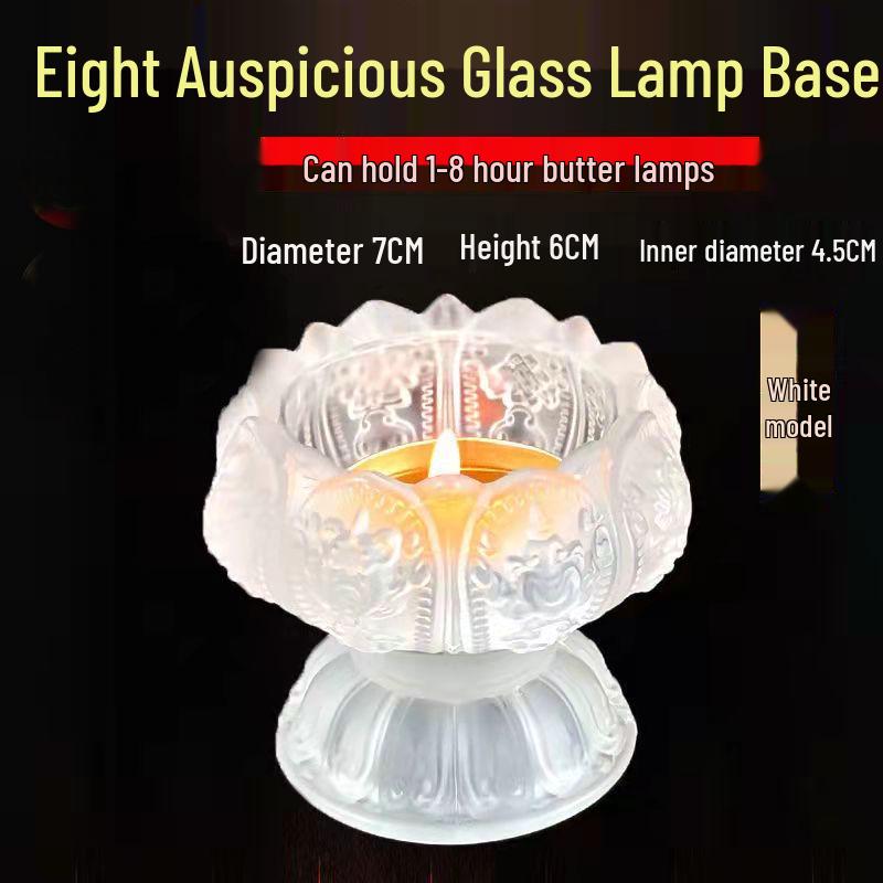Colorful Lotus Crystal Glass Ghee Lamp Holder for Buddha Offering