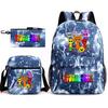 3 Piece School Backpack Set for Students Large Capacity Oxford Cloth Schoolbag with Shoulder Strap and Pencil Case
