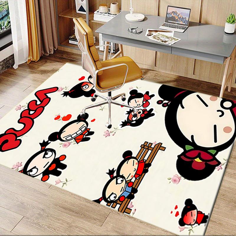 Pucca Bürostuhlmatte: Süßer Cartoon-Charakter-Teppich für Heimdekoration, Büro-Teppich-Geschenk, Geeignet für Schlafzimmer, Wohnzimmer, Verschiedene Räume
