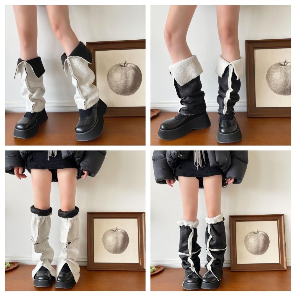 Thickened Foot Cover Turn-down Collar Design Boots Cover Y2K Suede Leg Warmers Fall Winter