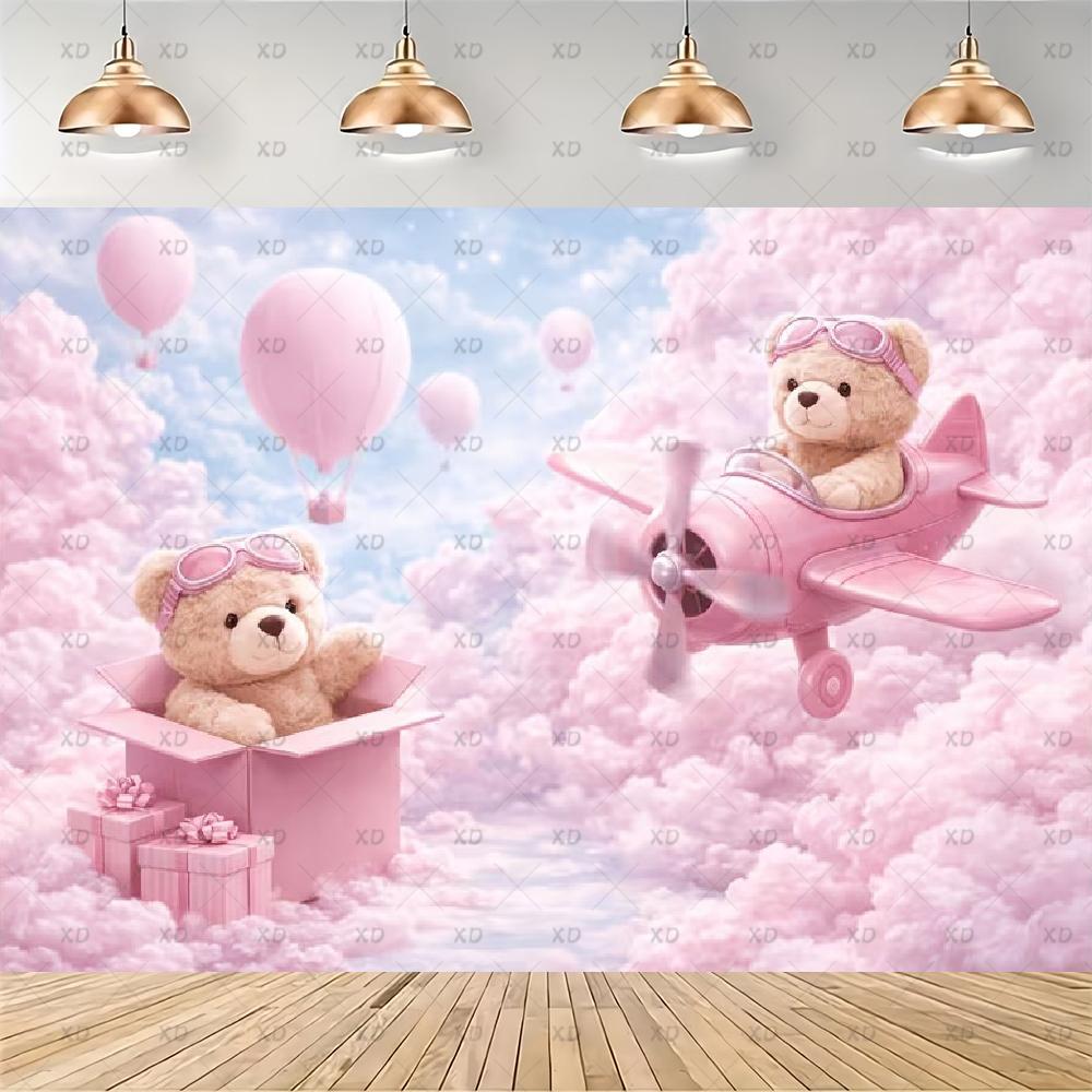 Pink Teddy Bear Photography Backdrop Sweet Dreamy Birthday Party Decoration Background Baby Shower Photo Booth Banner Supplies