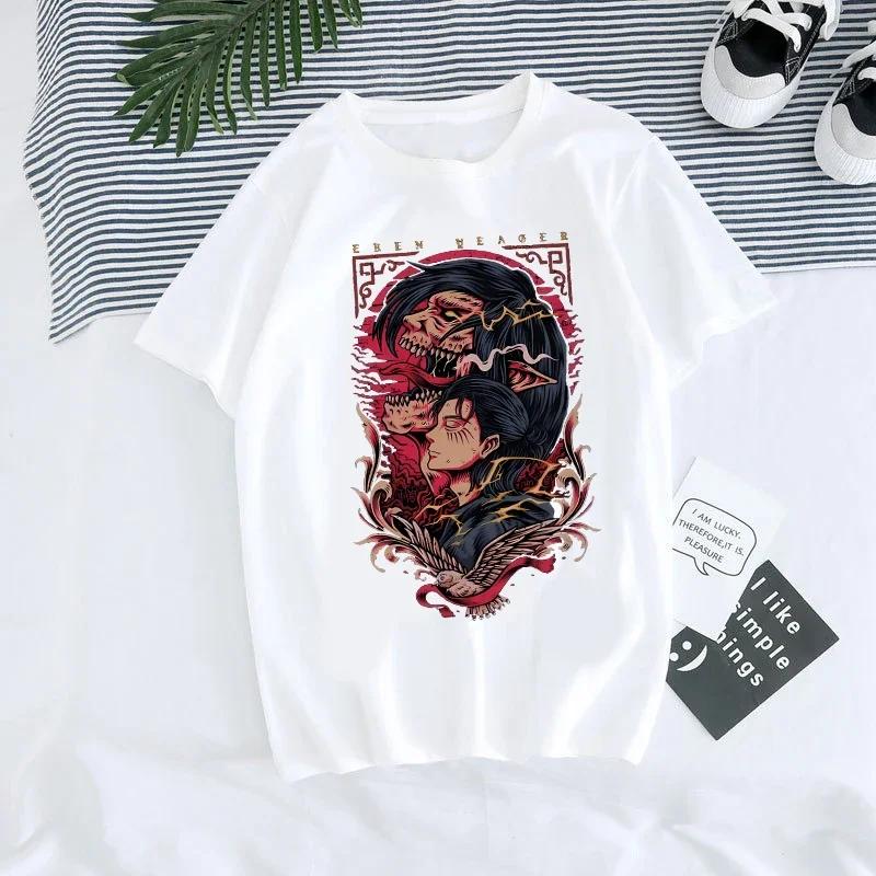 Japanese Anime T-shirt Attack On Titan T Shirt Unisex Kawaii Cartoon Titans Attack Graphic Tees Female Harajuku Summer Tops