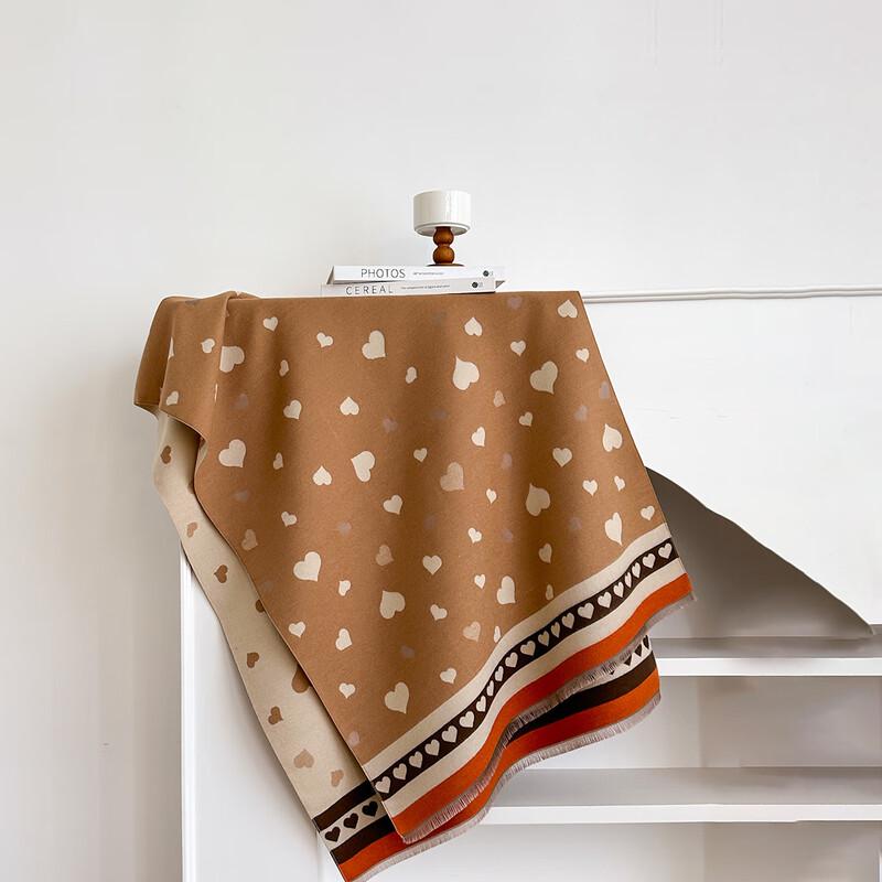 Cute Korean Style Double-Sided Heart Pattern Scarf