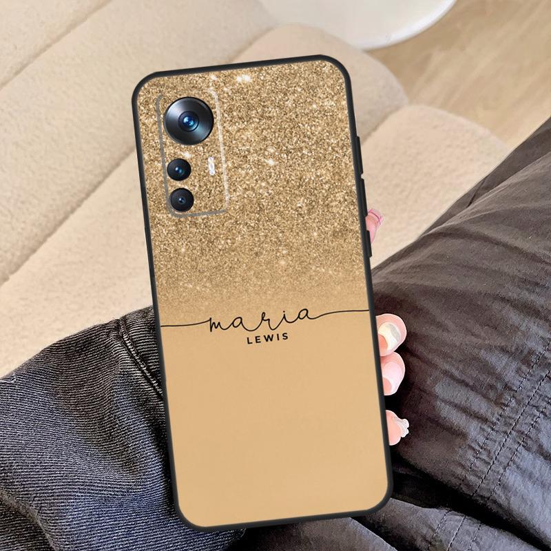 

Personalised Initials Custom Glitter For Xiaomi POCO C65 F5 X5 X4 X3 Pro F3 F4 M5s Mi 14 13 Pro 11T 12T 13T 12 Lite Phone Case Mi 12