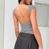 Solid Sexy Backless Slim T-Shirts For Women 2024 Summer Fashion O-Neck Short Sleeve Crop Tops Female Y2k Streetwear Bodycon Tees