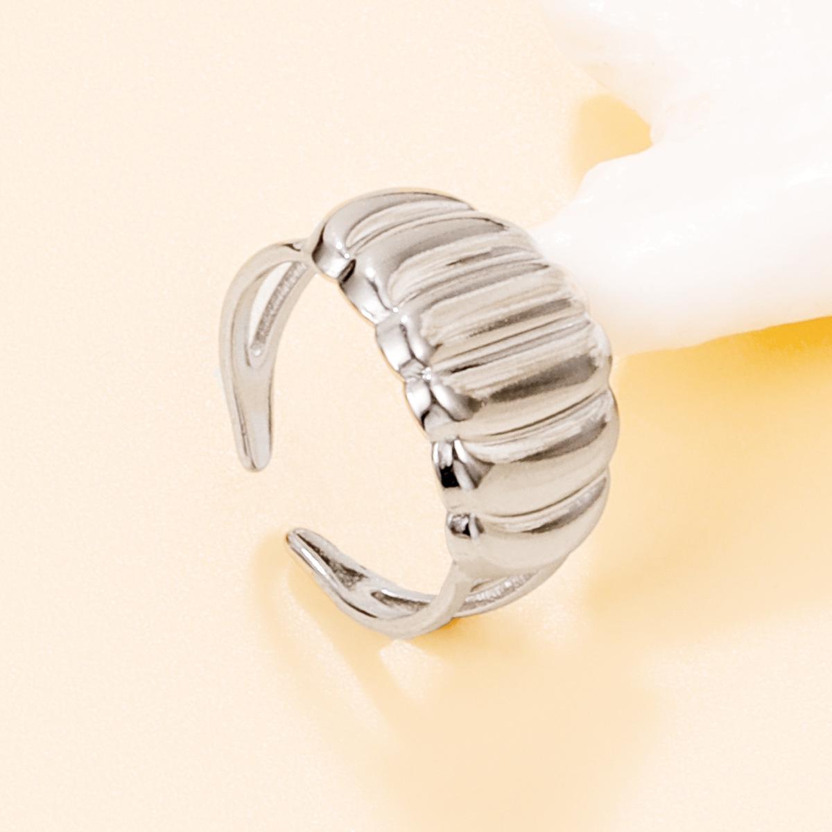 18K Gold Plated Geometric Open Ring for Women - Stainless Steel, Simple Ins Style