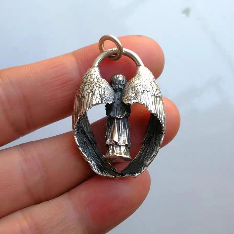 Vintage Exquisite Praying Cherub Pendant Guardian Angel Necklace Suitable for Men and Women Punk Jewelry Gifts