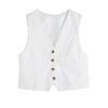 Fashion Wind White V-neck Short Vest Pants Linen