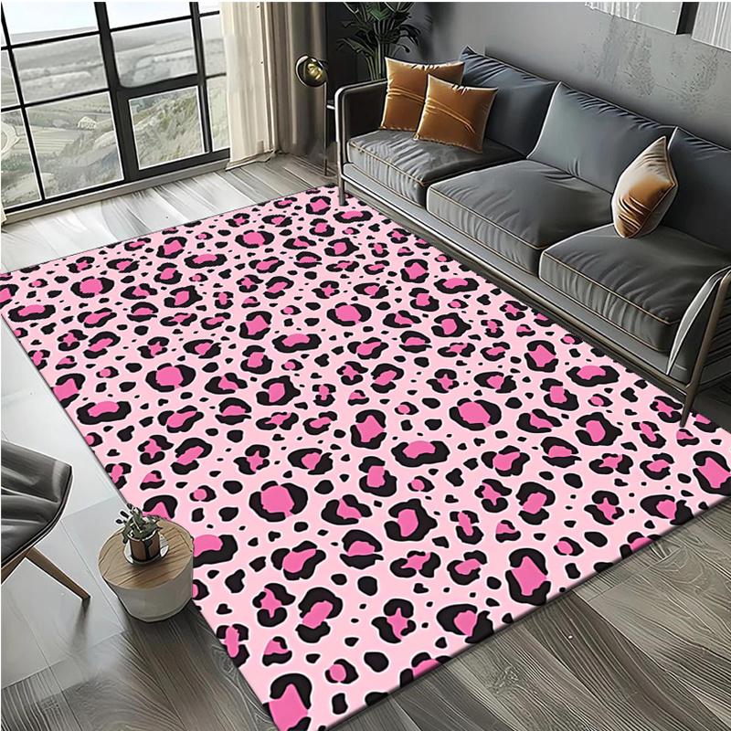 

Crystal velvet leopard print carpet bedroom living room home decoration floor mat non-slip bedside carpet 50x80cm