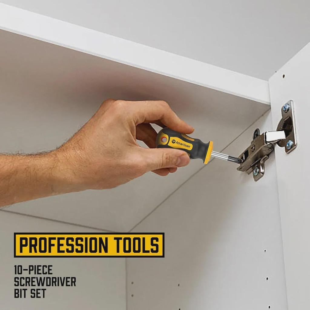 11-Piece Magnetic Screwdriver Set with Cross-Head Tips and Cushioned Grip