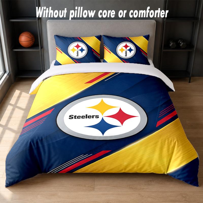 Pittsburgh Steelers Design Bed Bedding Set 1 Duvet Cover + 2 Pillowcases Soft Breathable Household Bed Linens