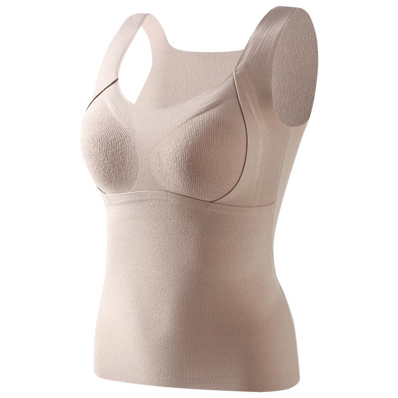 Women's Seamless Wool Fleece Vest with Chest Pad - Autumn/Winter Warmth