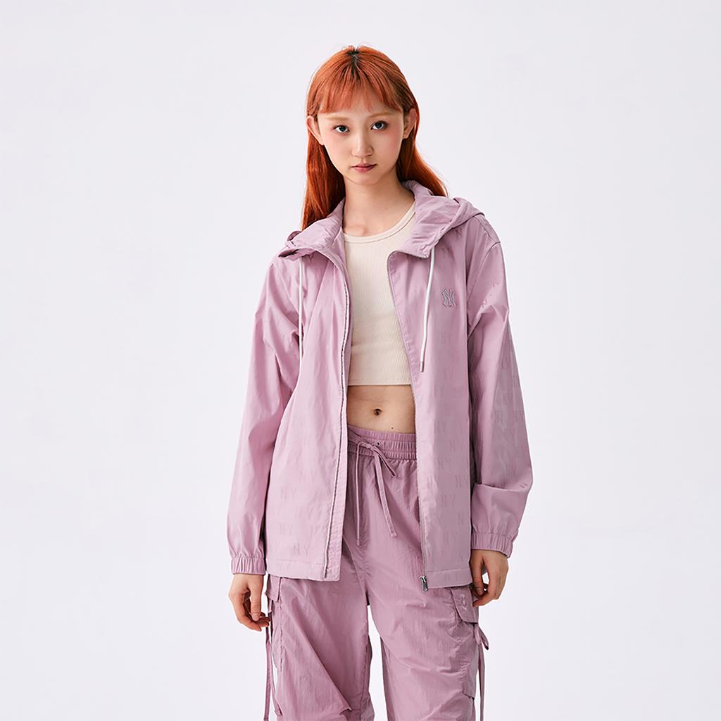 New MLB MONOGRAM Collection New York Yankees SS25 Jackets & Coats Unisex Heather Gray Pink 3AWJM0453-50PKM