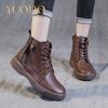 Jesienne i zimowe damskie buty ze skóry naturalnej, dziewczęce skórzane buty studenckie, z aksamitnymi, ciepłymi i wygodnymi antypoślizgowymi botkami