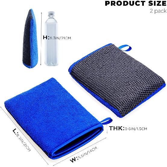 2 Pack Clay Mitt, Microfiber Clay Bar for Car Detailing, Reusable Clay Bar Glove Clay Towel, Scratch-Free Safe Clay Eraser Mitt for Cars Paint