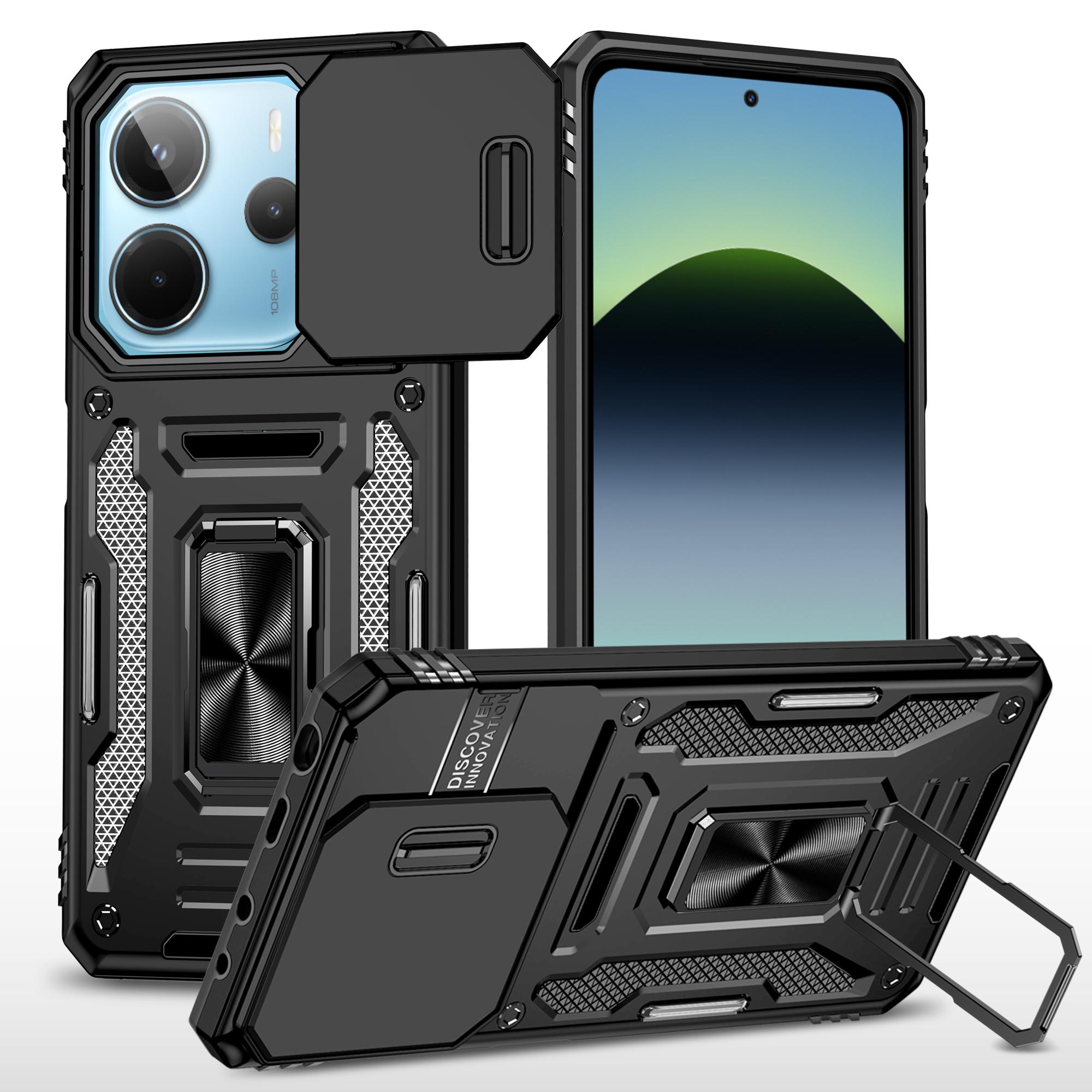 

Металлический кольцевой магнитный держатель Чехол для телефона для Xiaomi Redmi Note 14 13 12 11 Pro Note 14S 14C 13C CSlid Защита камеры Защитная крышка Redmi Note 14 4G (Global) чёрный