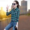 Women's Long Sleeve Retro Plaid Shirt - Korean Hong Kong Style, Loose Fit, Large Size, Spring/Autumn Casual Jacket.