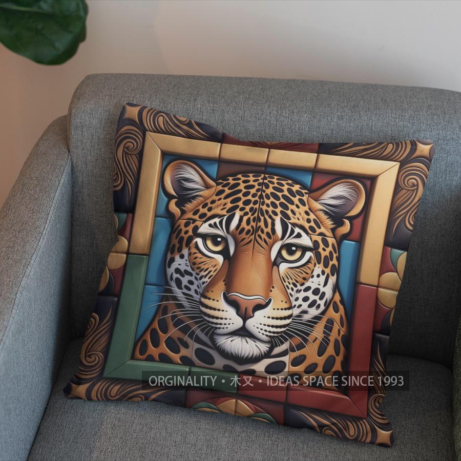 Federa per Cuscino Decorativa 2D con Fantasia Leopardo e Serpente Copricuscino Adatto per Divano Camera da Letto Auto