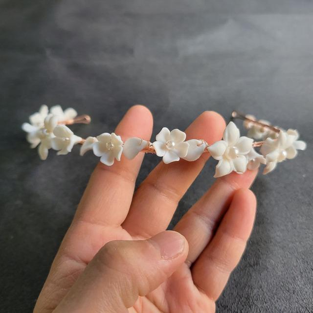 SLBRIDAL Handmade Ins Style Luxury Rhinestone Crystal Porcelain Flower Bridal Tiara Wedding Bridesmaids Crown Women Hair Jewelry