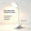 Clip On LED Desk Lamp Touch 3 Modes Dimming Eye Protection USB Rechargeable Portable Reading Light Student Dorm Bedroom Studying