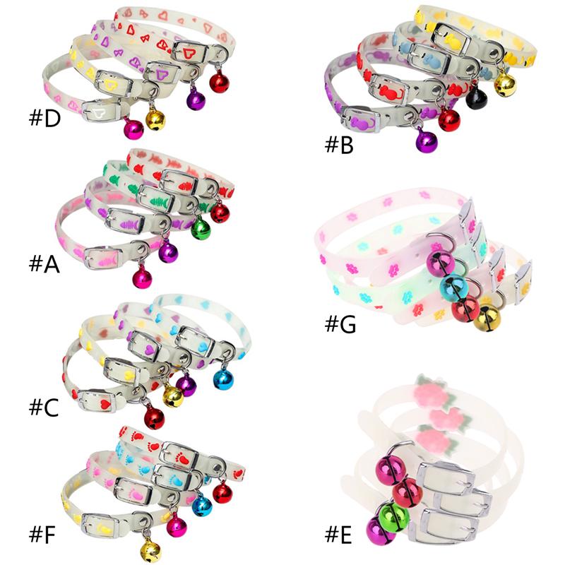 1Pc Pet Glowing Collars with Bells Glow At Night Dogs Cats Collar Necklace Chain Light Luminous Neck Ring Pet Accessories