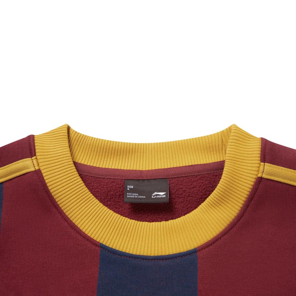 Li-Ning Sports Lifestyle Series Simple Letter Badge Print Striped Loose Round Neck Long Sleeve Sweatshirt Unisex Sweatshirt AWDVH87-2