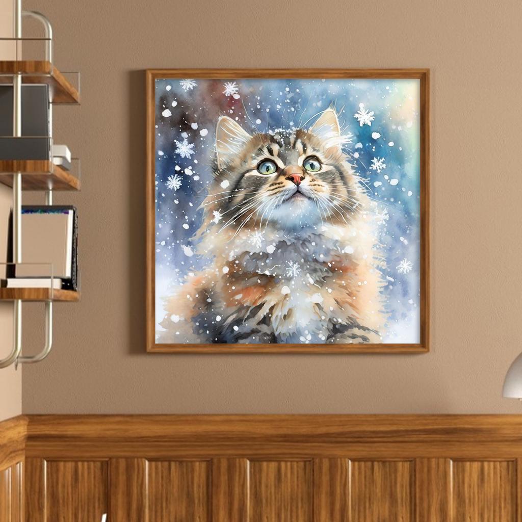 Cat Full 11CT DIY Stamped Needlework Embroidery Kit 40x40cm Printed Cross-Stitch Kits for Beginners Adults Home Decor