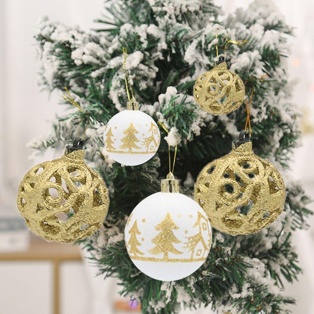 9Pcs 6cm Christmas Ball Set Plastic Hollow Out Christmas Tree Pendant Reusable Decorative Hanging Pendants for Home