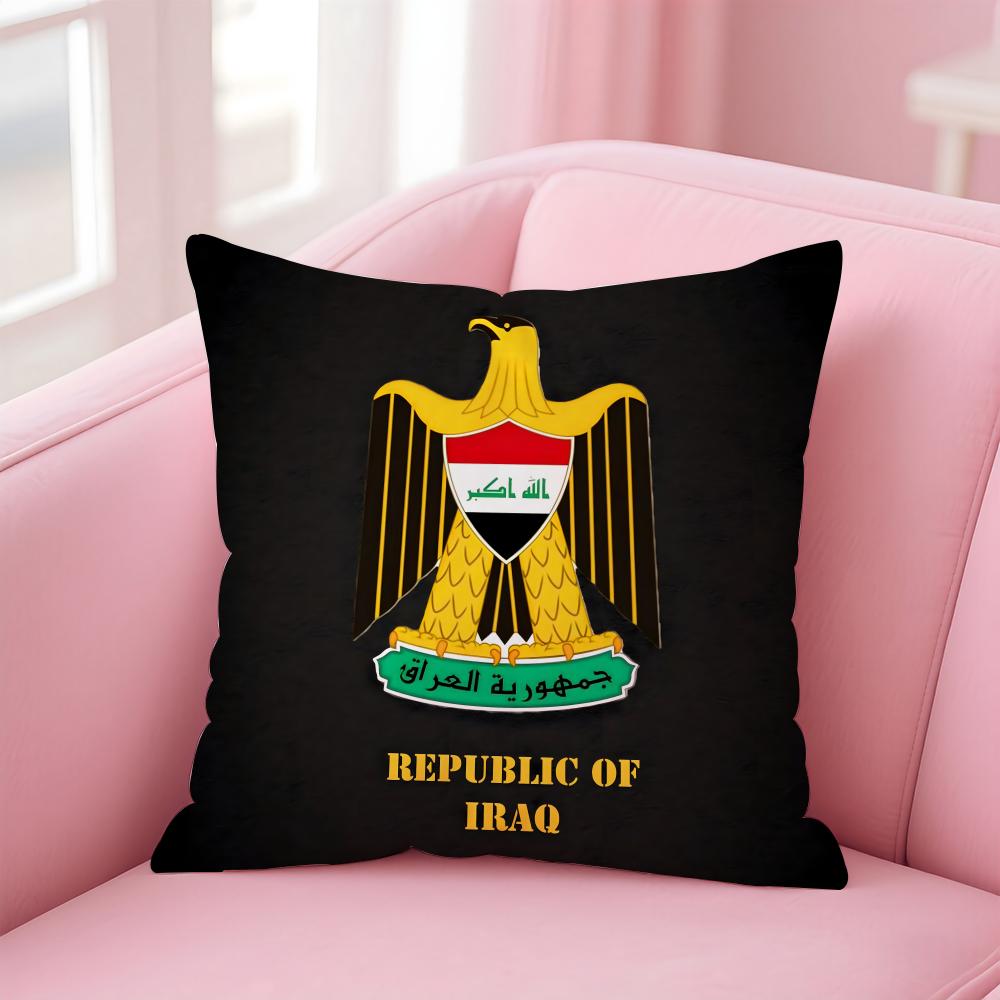 IIraqi Iraq National Flag Cushion Cover Linen Pillowcase Cover Soft Decor for Sofa Home Room
