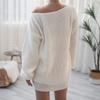 Autumn Winter Women's Knit Sweater Dresses One-Word Collar Louj Casual Loose Knitted Sweater Dress