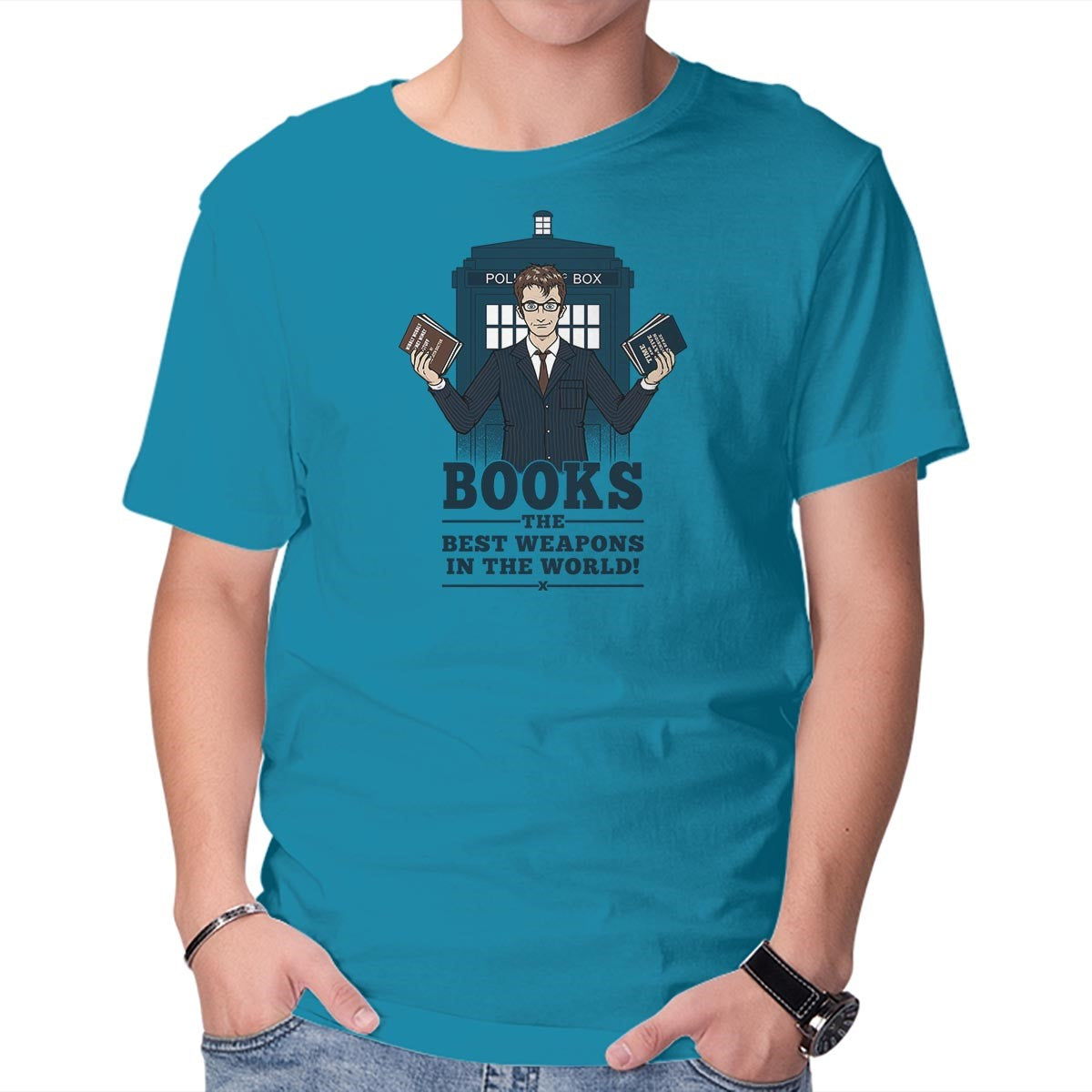 Unisex Crew Neck T-Shirt Books, The Best Weapons Graphic Short Sleeve Casual Tee XXL