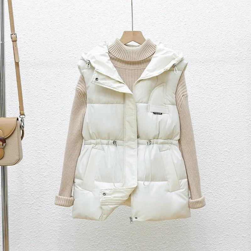 

Autumn Winter Down Cotton Vest Female The Waist Joker Thicke Warm Sleeveless Jacket Women Waistcoat Ladies Tops Chaleco Mujer S белый