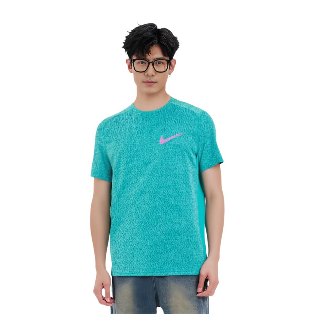 Nike Solid Color Sport Crew Neck Pullover Short Sleeve T-Shirt Men Tops Blue Green 834241-043