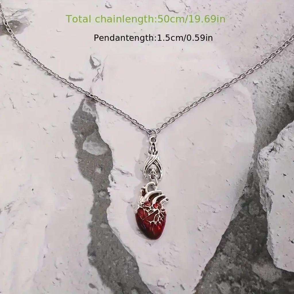 Anatomy Heart Necklace with Elegant Crystals for Trendy Women Seek Unique and Passionate Gothic Jewelry Accessories