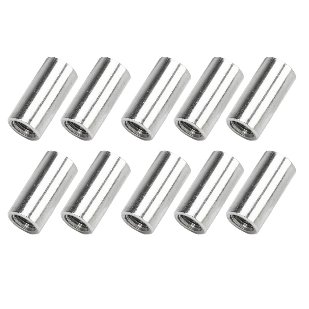 10 Pcs Round Connector Nut M8x1.25 Female Thread L25mm Rod Coupling Nuts Stainless Steel Threaded Sleeve Rod