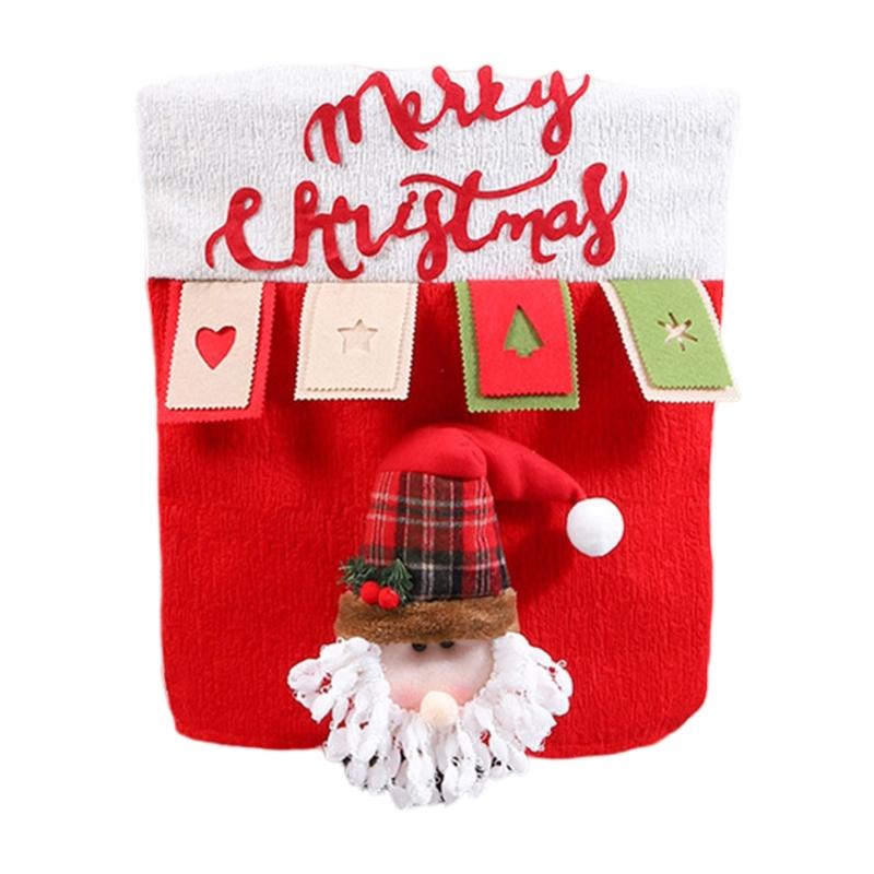 

Christmas Dining Chair Back Cover Festival Santa Hat Chair Back Cover For Christmas Dinner Decoration Embellishment красный