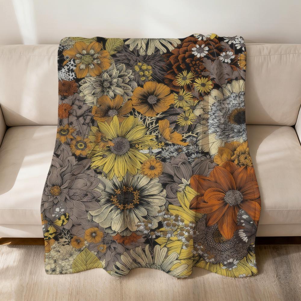 

Retro Fashion Floral Plant Mushroom Flannel Soft Warm Plush Blanket Sofa Living Room Pet Hogar Bedroom Gift Home Car Portable 75x90cm