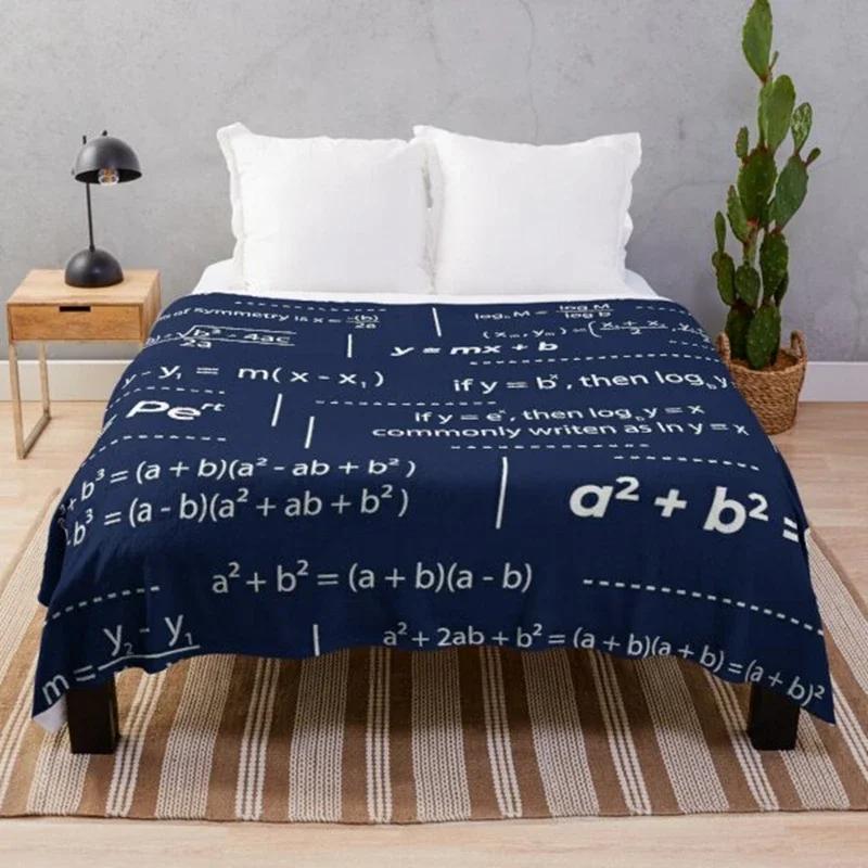 Mathematical Formula Flannel Throw Blanket Funny Math Blanket Queen Size for Couch Bed Sofa Decor Super Soft Cozy Warm Bedspread