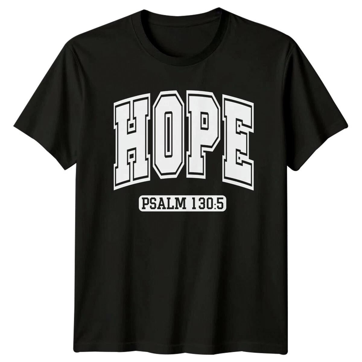 Hope Psalm 130:5 Christian Faith Graphic Varsity Style T-Shirt S