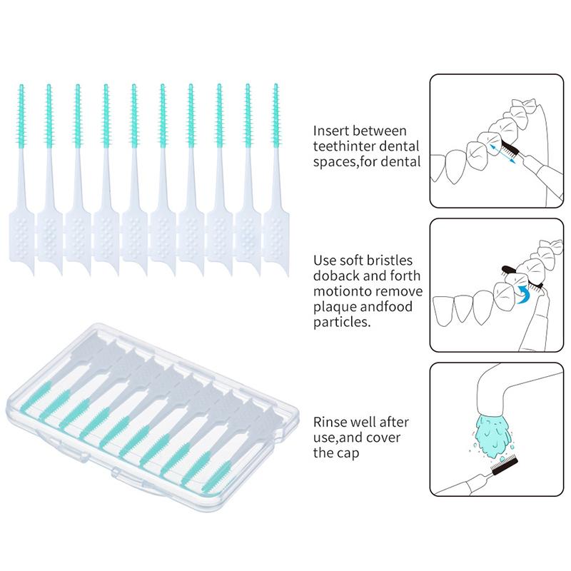Interdental Silicone Brushes 100/160 Units Dental Toothpicks Brush Between Teeth With Thread Oral Cleaning Tools