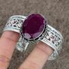 Kashmir Red Ruby Gemstone 925 Sterling Silver Cuff Bangle Adjustable KKG-182