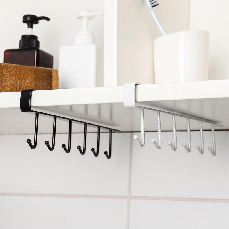 Multifunktions-Hakenleiste aus nahtlosem Eisen für Küche und Kleiderschrank – 6 Haken