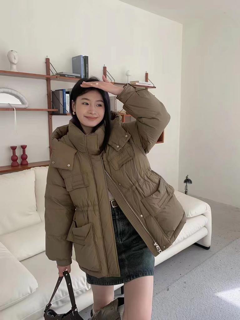 Winter new fashionable versatile thickened white duck down jacket casual medium and long coat women