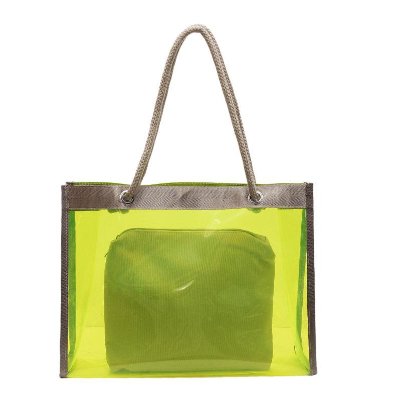 

Прозрачная вместительная сумка из ПВХ на весну и лето, желейная большая сумка на одно плечо, стильная сумка-тоут зелёный