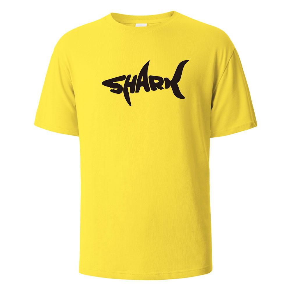 Cotton Shark Print T-Shirt 100% Cotton Summer Tees For Men Women Oversize Casual Tops
